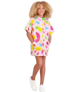 Tommy Bahama Girls L/XL 7–12 Tropical Fruit Hooded Terry Swim Cover Up - EUC